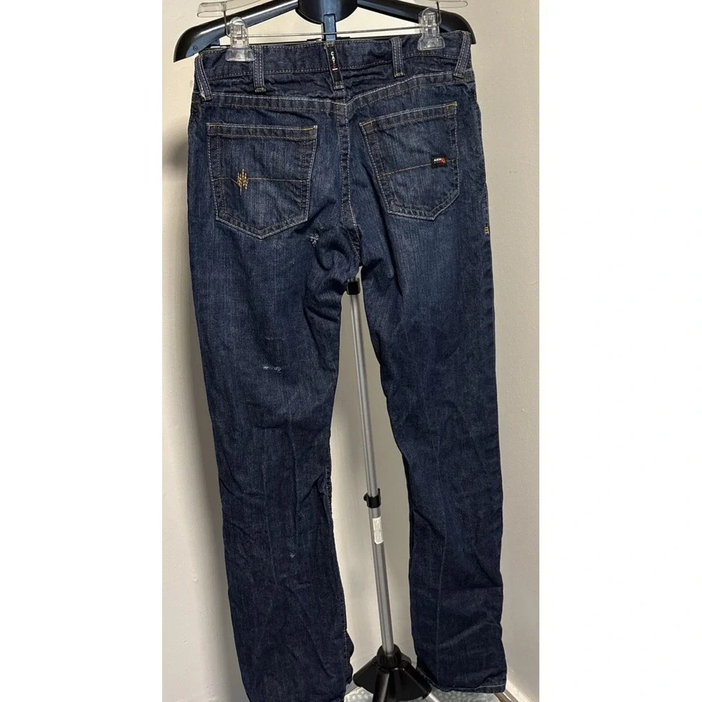 Ariat FR M5 Straight Leg Mens CAT2 2112 Denim Jeans 33x26 Distressed Workwear